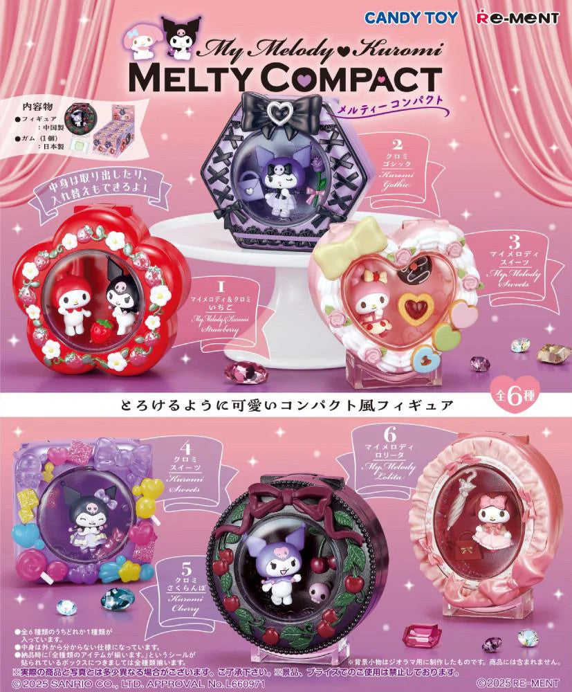 Rement My Melody and Kuromi Melty Compact Collection Blind Box (Box of 6)
